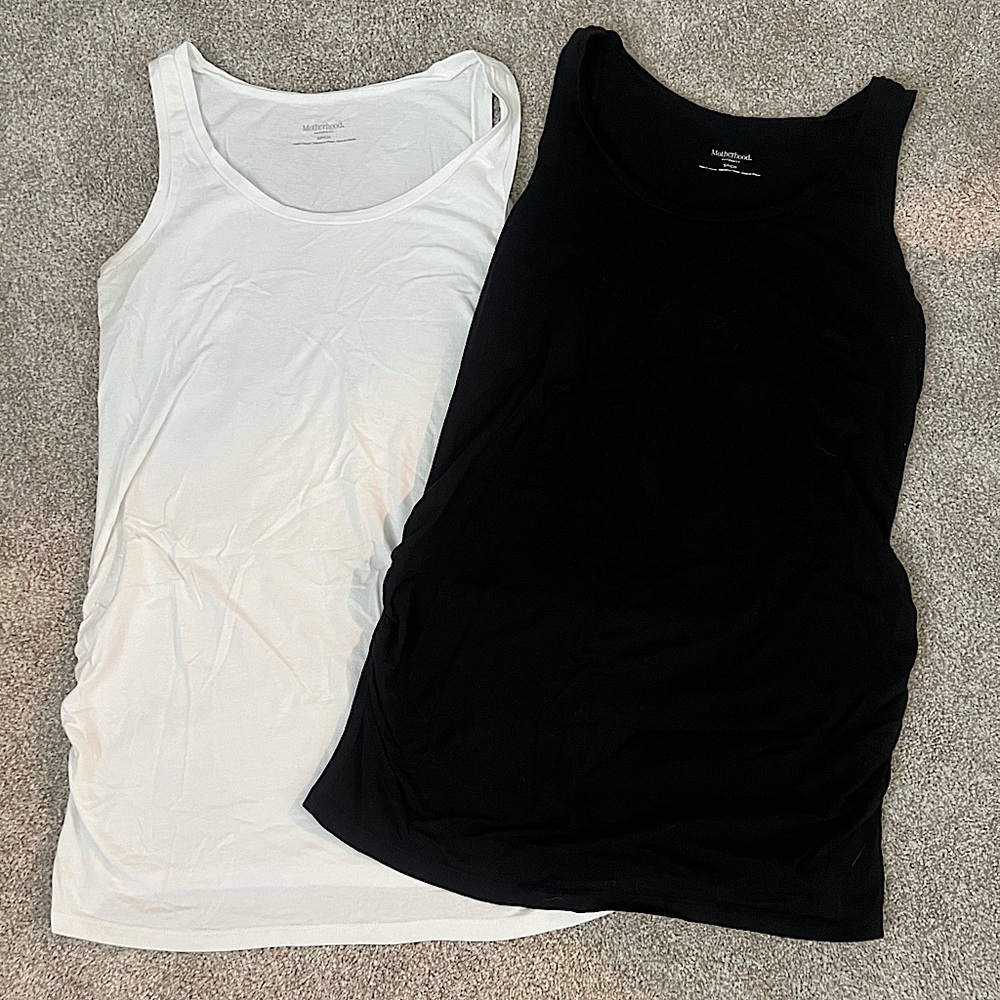 Women’s Motherhood Maternity Layering Tanks - black and white